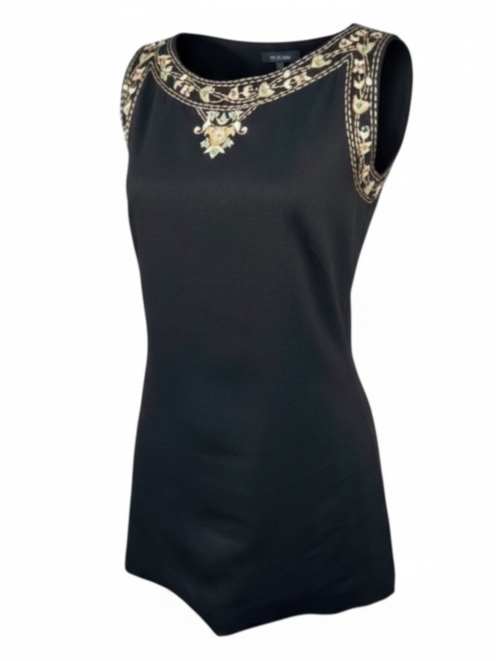 Coldwater Creek Black Linen Beaded Tunic Rare Vintage Petite Size M Top